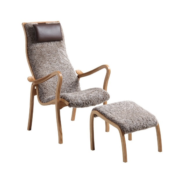 Bild på Kaptenen fåtölj inkl pall fårskinn