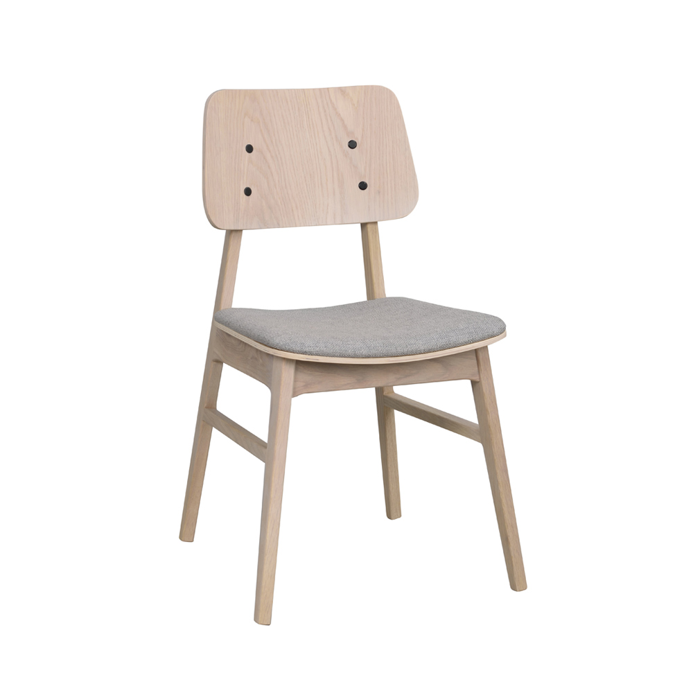 Nagano stol Massiv vitpigmenterad lackad ek/ljusgrå
