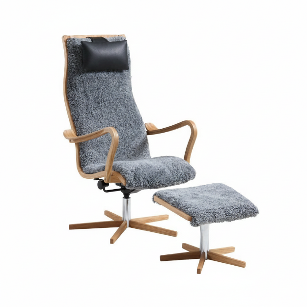 Bild på Furiren snurrfåtölj inkl pall fårskinn