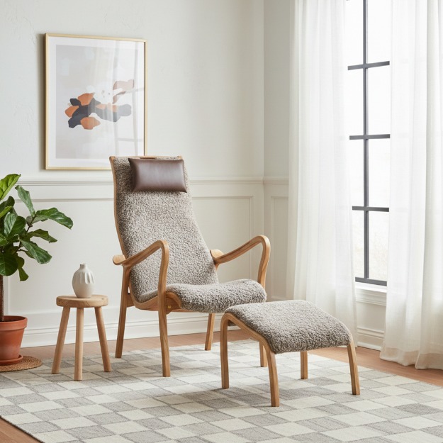 Bild på Kaptenen fåtölj inkl pall fårskinn